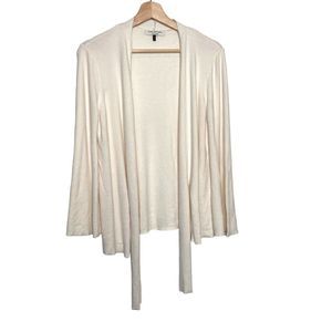 Halston Haritage Knit Open-Front Cardigan Sweater Preppy Boho White  Size Medium